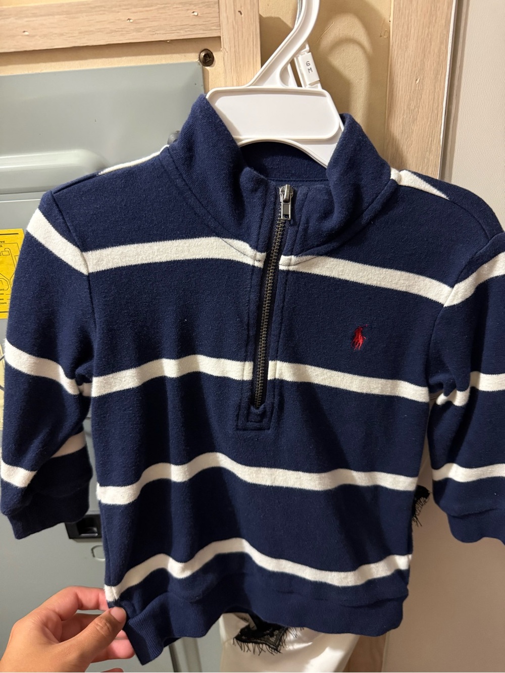 Polo by Ralph Lauren Navy & White Striped Quarter-Zip Pullover